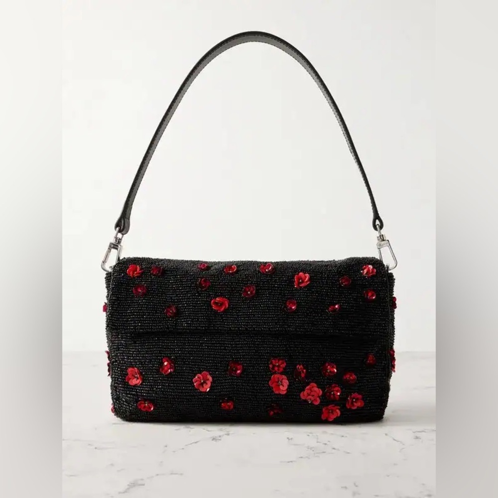 STAUD Timmy Floral Beaded Shoulder Bag